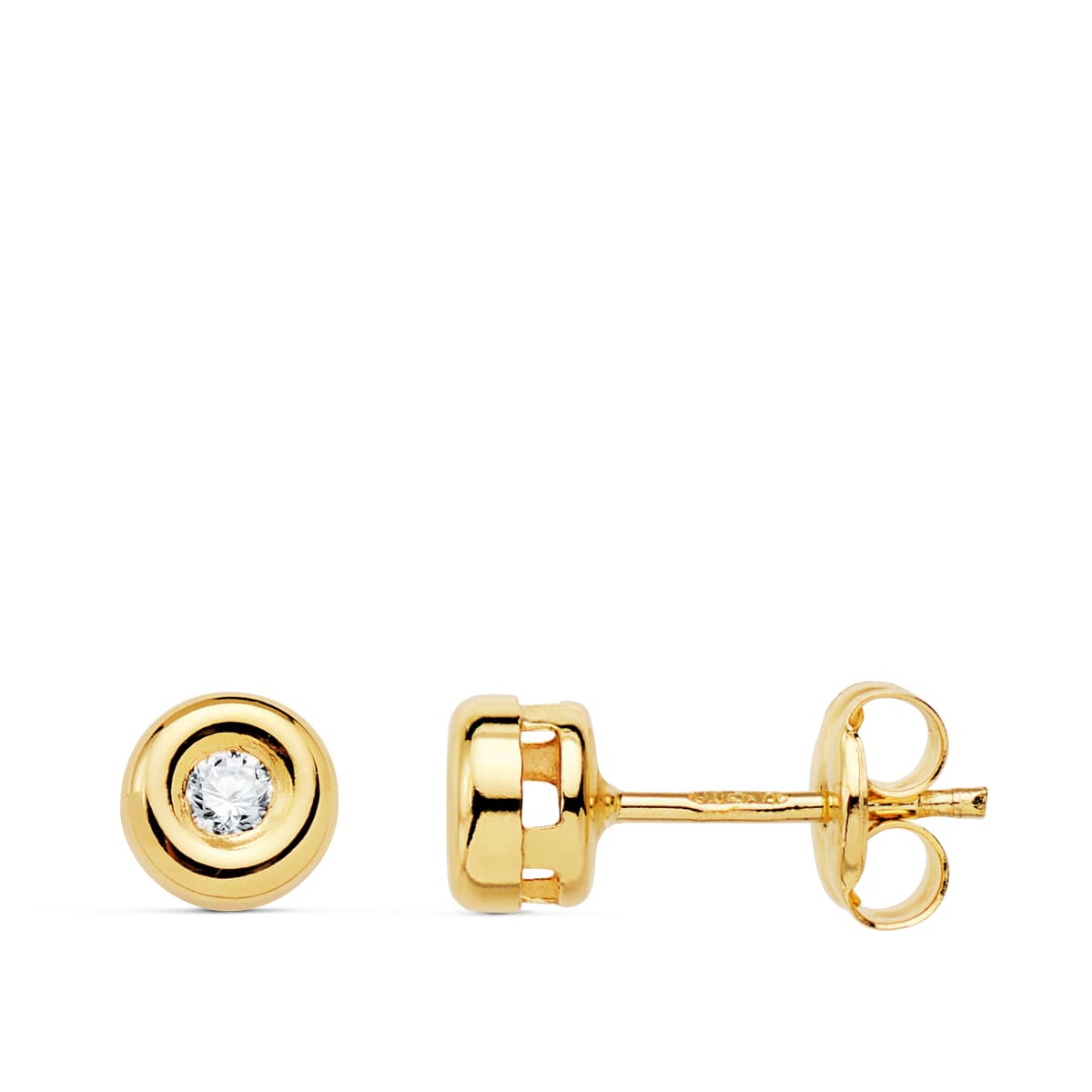 18K PENDIENTES ORO AMARILLO DIAMANTES TALLA BRILLANTE 2,00 MM 4,75MM 0,07 QTS. CIERRE PRESION 4,75 MM