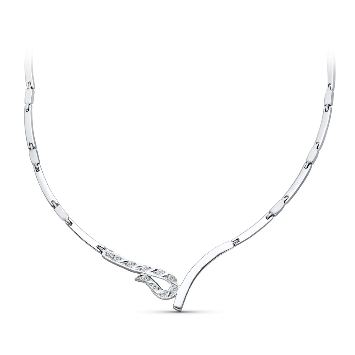 18K GARGANTILLA ORO BLANCO JUEGO NOVIA CIRCONITA 45CM CIERRE MOSQUETON