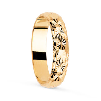 alianza tallada de oro amarillo