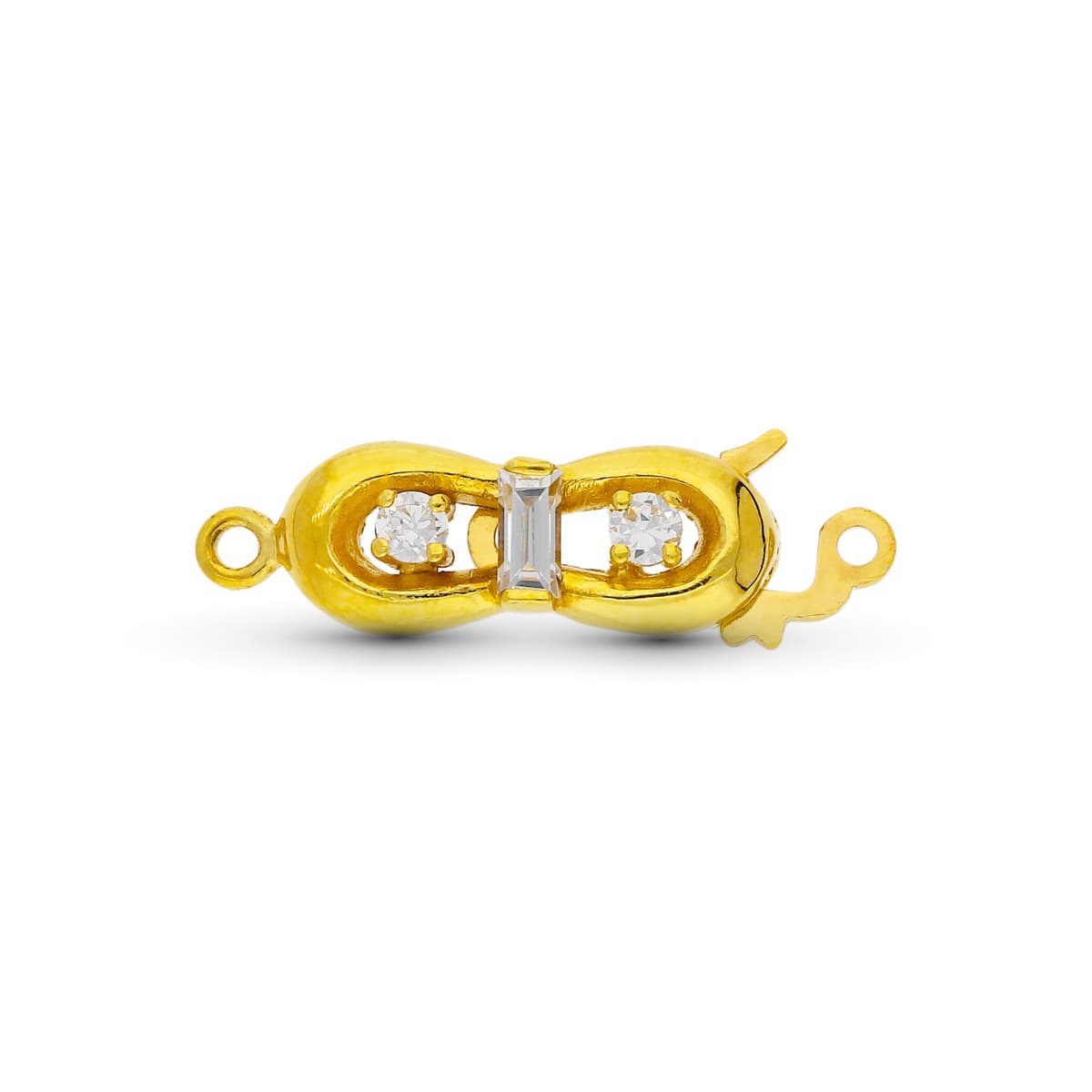 18K FORNITURA CIERRE BROCHE DE GARGANTILLA ORO AMARILLO CIRCONITA 16X7 MM