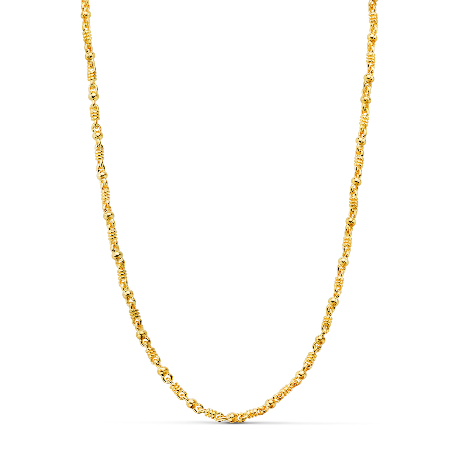 18K CADENA ORO AMARILLO MACIZA BOLA Y DETALLE BRILLO. ANCHO: 2,7 MM LARGO: 50CM