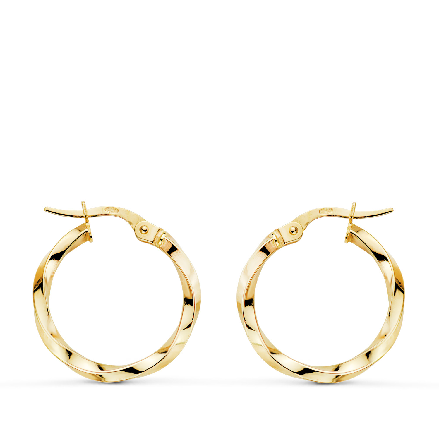 9K PENDIENTES AROS ORO AMARILLO RELIADOS HUECOS. MEDIDA: 20 X 2MM. CIERRE HIPPIE