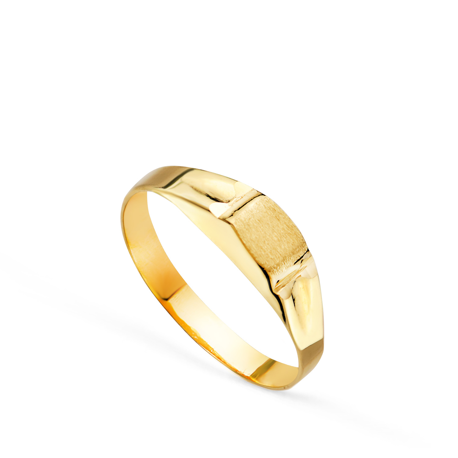 18K SELLO ORO AMARILLO HUECO BEBE O MEÑIQUE RECTANGULAR. ZONA GRABADO 5X4 MM