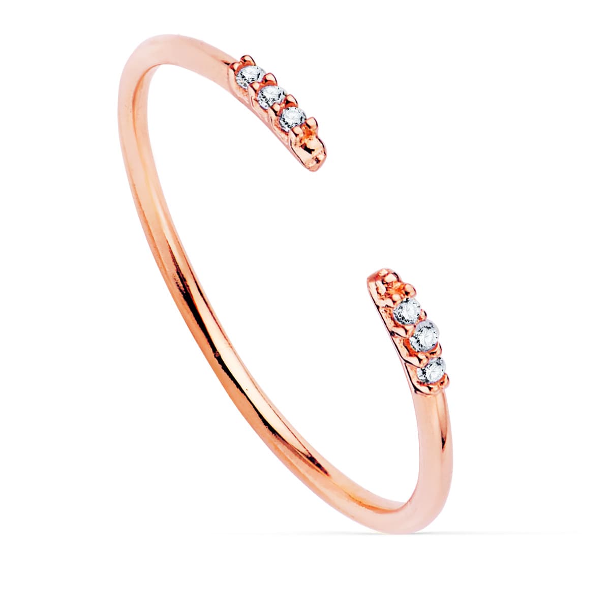 18K SORTIJA ABIERTA ORO ROSA DIAMANTES 0,030QTS.G-VS2. CUERPO REDONDO 1 MM