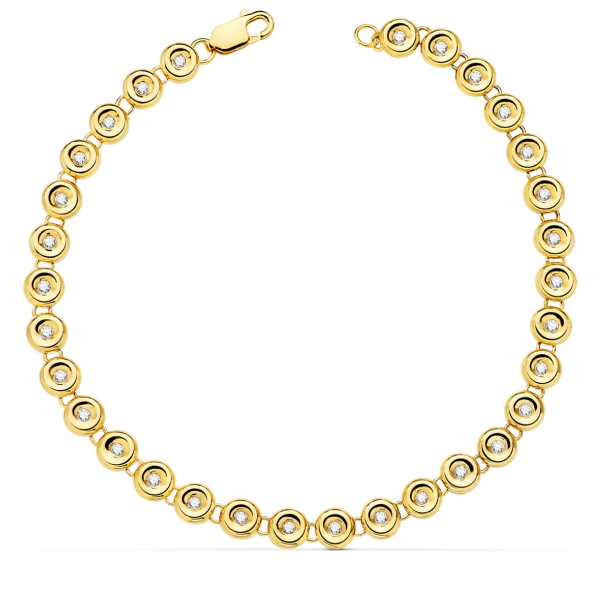18K PULSERA RIVIERE ORO AMARILLO 31 DIAMANTES. 0.434 QTS. VS2-G 4.85 MM 18.5 CM
