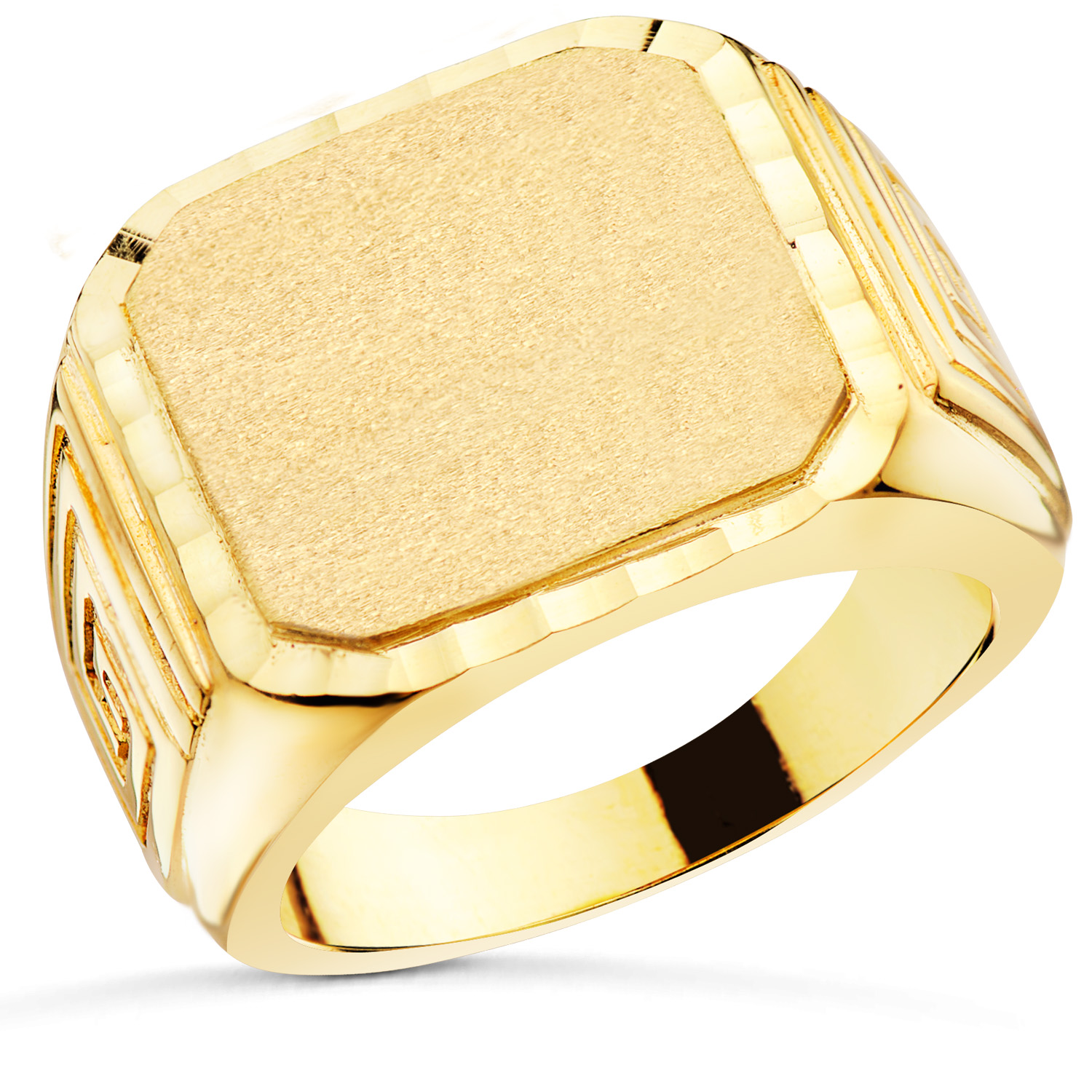 18K SELLO ORO AMARILLO CABALLERO MACIZO TALLADO ZONA GRABADO 18X17 MM