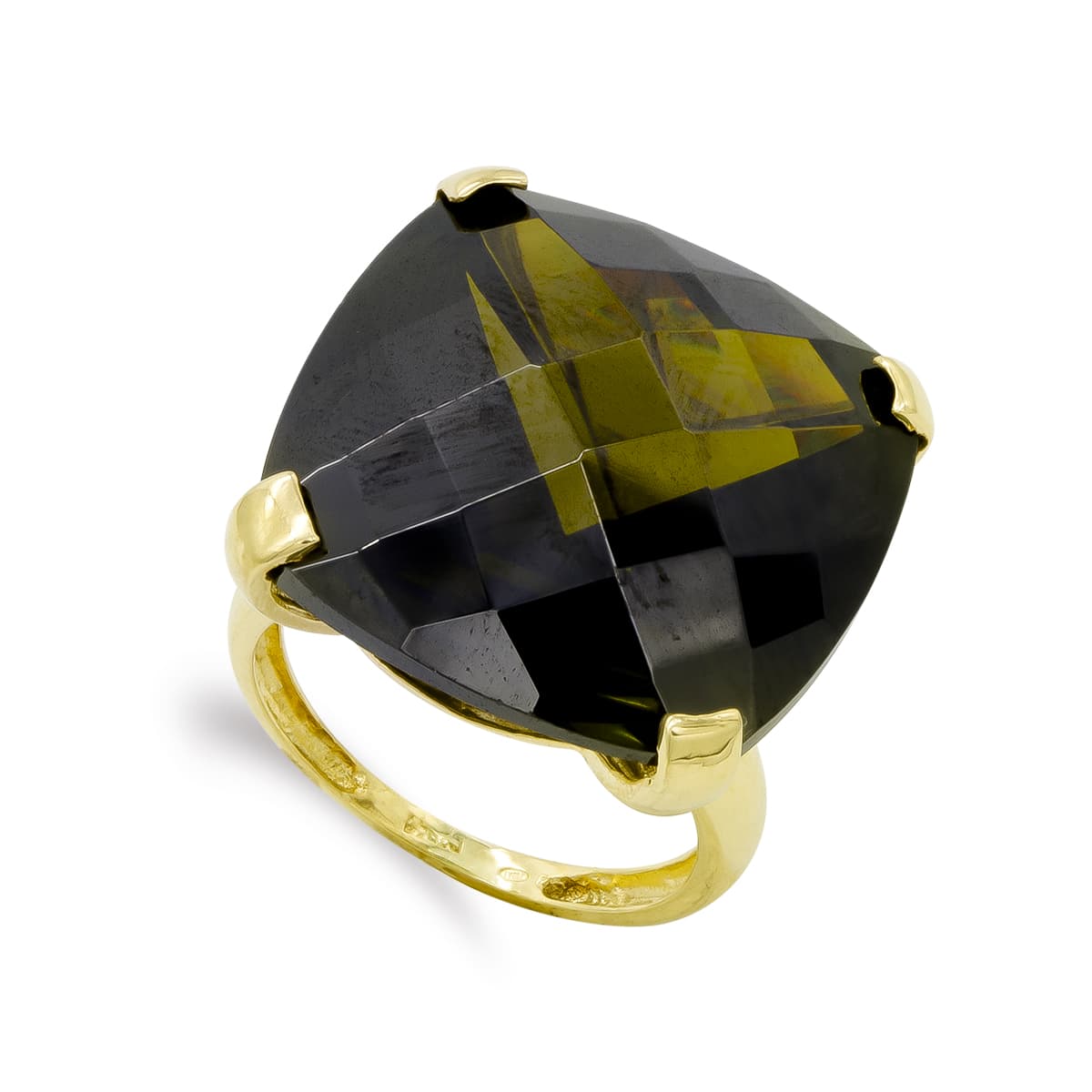 18K SORTIJA ORO AMARILLO PIEDRA VERDE CUADRADA: MEDIDA: 20 X 20 MM