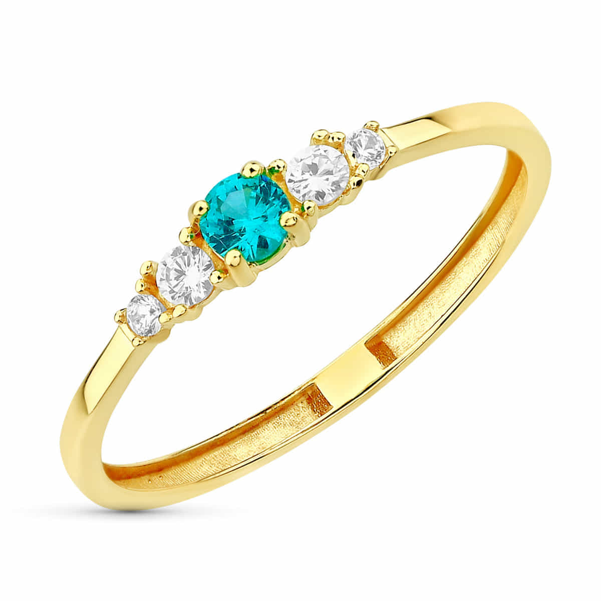 18K SORTIJA ORO AMARILLO TOPACIO NATURAL REDONDO Y CIRCONITAS. ANCHO: 3 MM