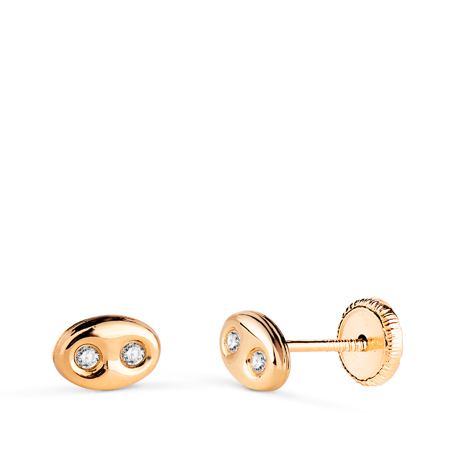 18K PENDIENTES ORO AMARILLO NUDO DE BARCO CON CIRCONITAS. MEDIDA: 6 X 4 MM. CIERRE TUERCA