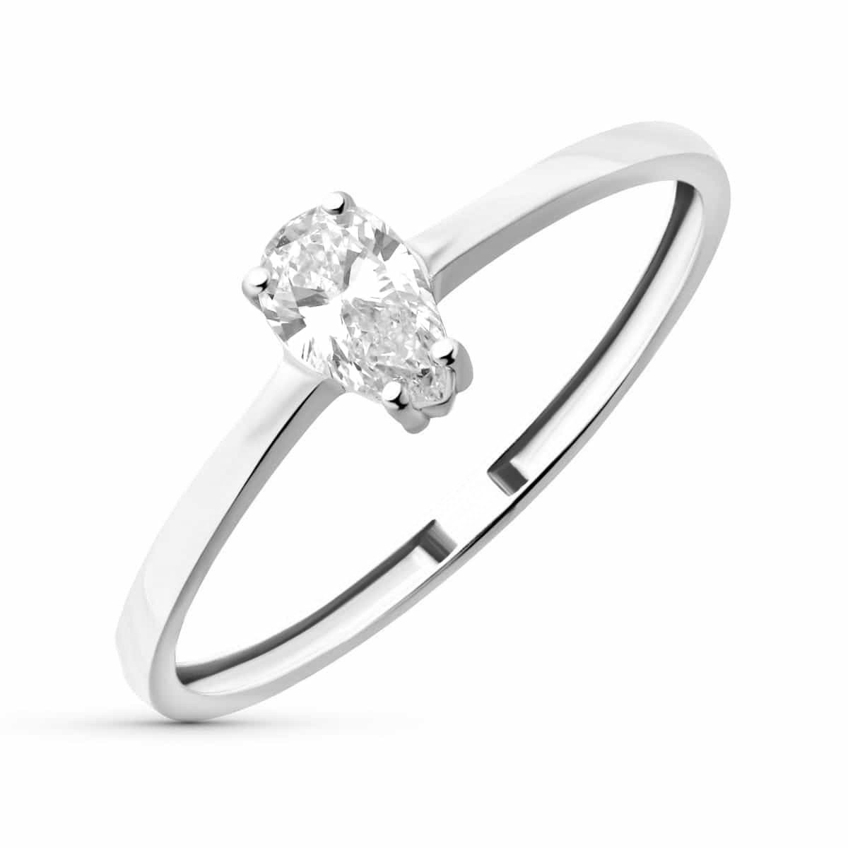 18K SORTIJA ORO BLANCO DIAMANTE LABORATORIO TALLA PERA 0,35 QTES. VS2 - G. ANCHO: 6 MM
