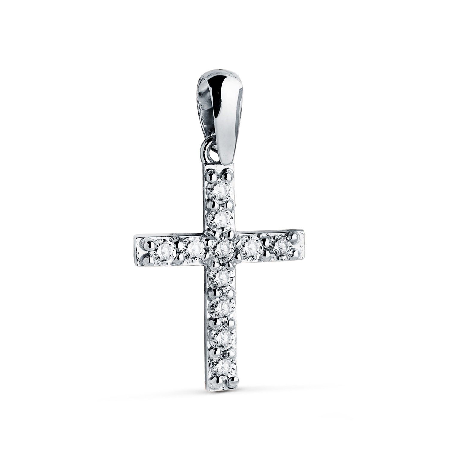 18K COLGANTE CRUZ ORO BLANCO 11 DIAMANTES LABORATORIO 0,230 QTS. G-VS2. MEDIDA: 17 X 11,5 MM