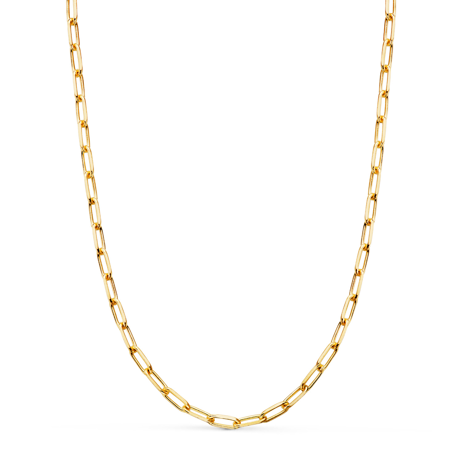 18K CADENA ORO AMARILLO FORZADA MACIZA ESLABON ALARGADO. ESLABON: 8 X 3MM. LARGO: 50CM